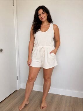 Old Navy NWT Ecru Terrycloth Romper Lounge Resort Beach Cover Up Vacation Large